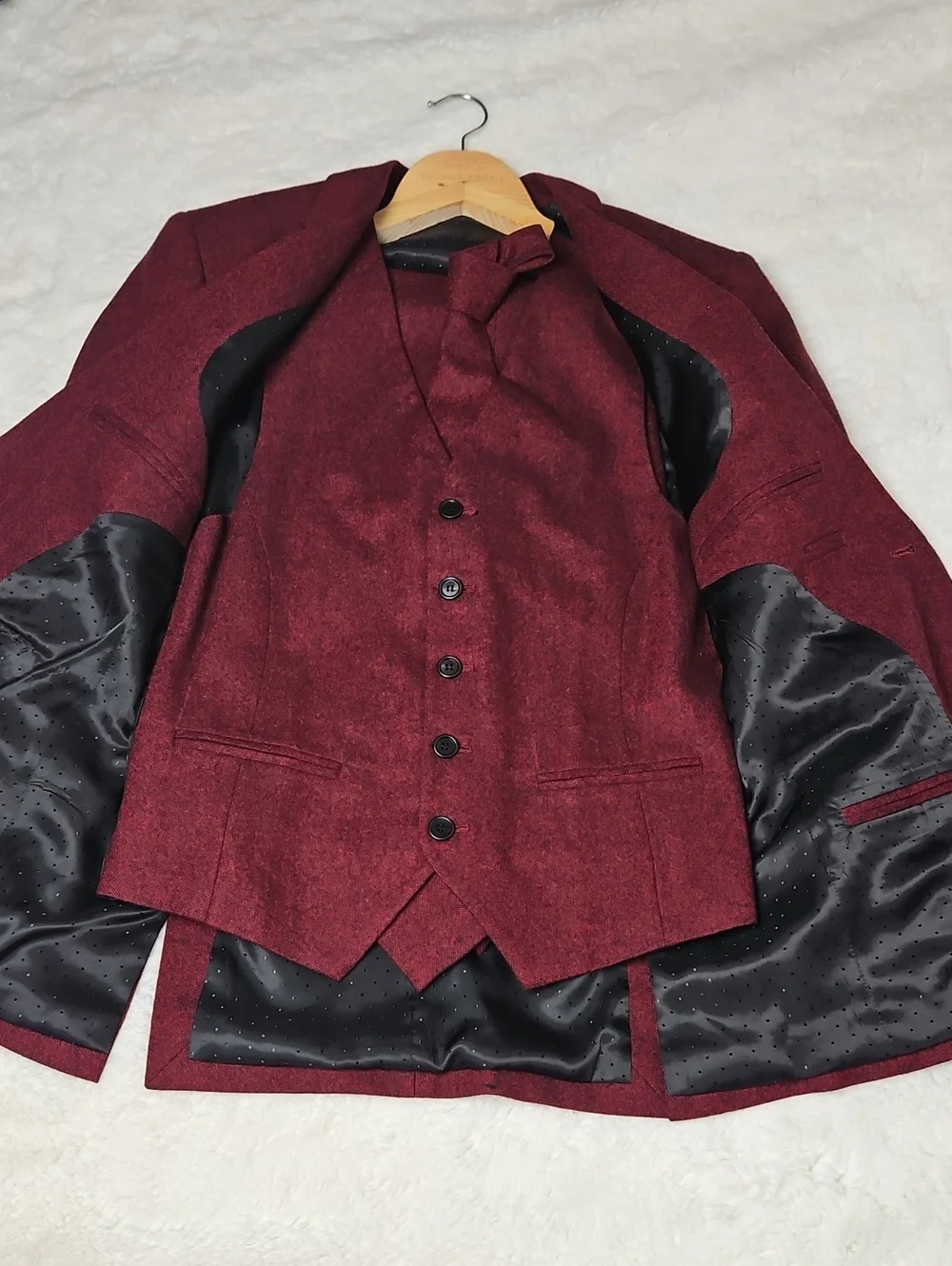 Men's Custom Burgundy 3 Piece Suit